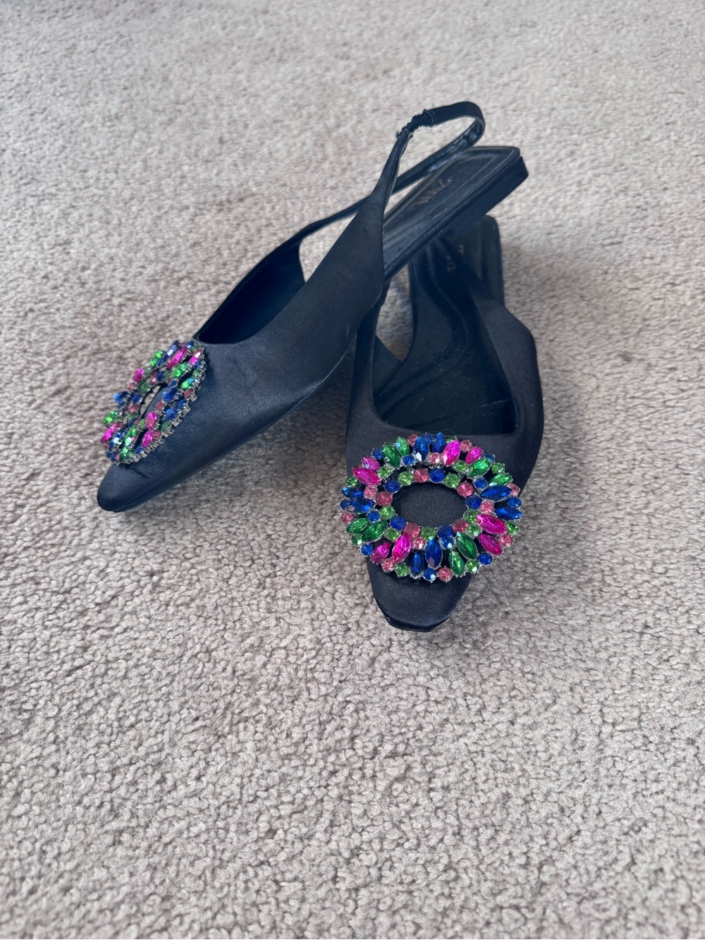 Zara black flats with colorful jewels